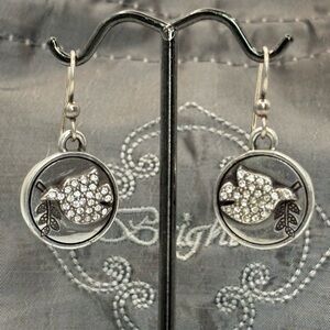 Brighton Silver and Crystal Dove Earrings
